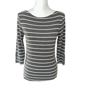 Willi Smith Gray White Medium 3/4 Sleeve top